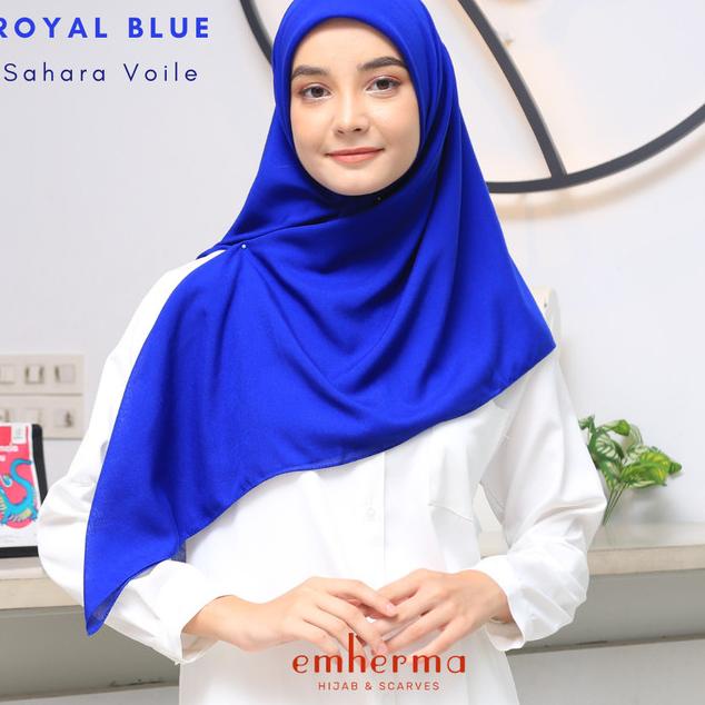 Hijab Jilbab Kerudung Segiempat Syar'i Polos Voal Superfine Tepi Jahit - Royal Blue