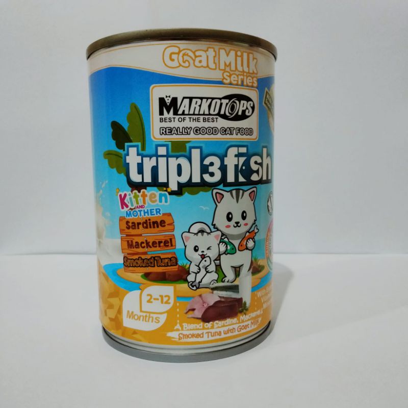 New Markotop wetfood kaleng 400gr Tripl3fish sarden mackerel smoked tuna kitten