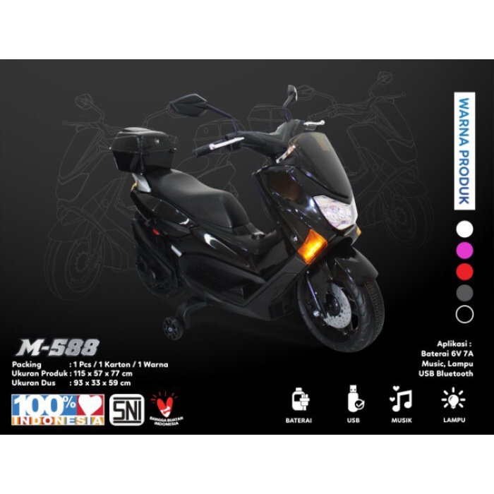MOTOR AKI MAINAN ANAK PMB M-588 NMAX RAID SCOOTER MOTOR LISTRIK MURAH