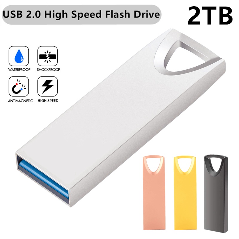 Flash Disk USB 2.0 Kapasitas Besar 2TB Bahan Metal Dengan Gantungan Kunci