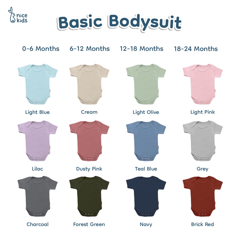 Nice Kids - Baby Basic Bodysuit (Baju Bayi / Bodysuit One Piece Jumper Romper Bayi)