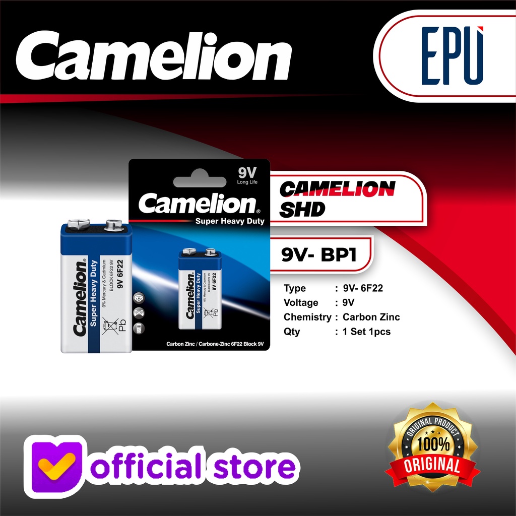 Camelion Baterai Super Heavy Duty Battery Batre 9V Baterai Kotak