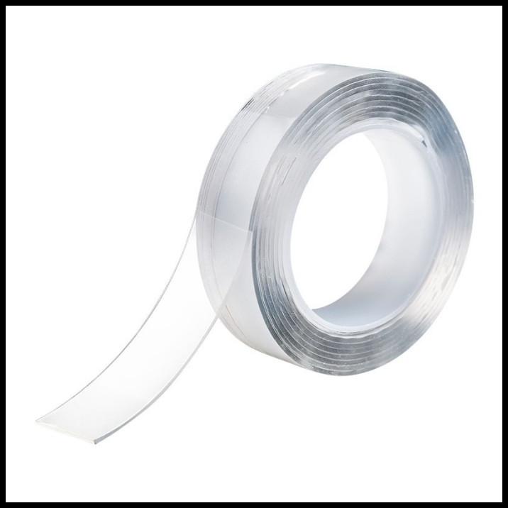 Nano 30mm x 1m Double Tape Bening Tahan Air Acrylic Washable Praktis
