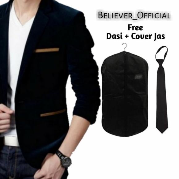 Jas Blazer-Jas Blazer Pria-Blazer Pria-Jas Blazer Pria Premium Black - List Brown, M