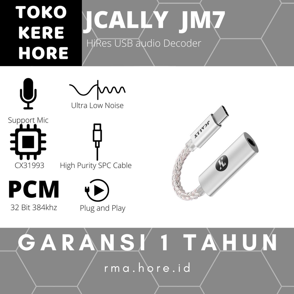 JCALLY JM7 CX31993 Iphone Android Audio Dongle AMP 32 bit 384Khz