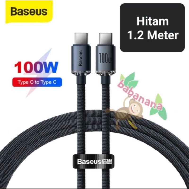 Kabel data Type-C to Type-C 100W Fast Charging Cable 1.2 Meter Hitam