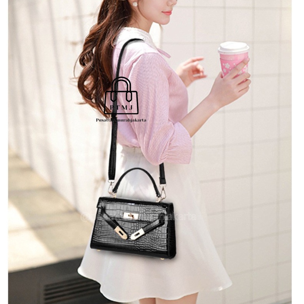 Karina bag sling bag premium bahan croco terbaru tas wanita selempang bahu ptmj