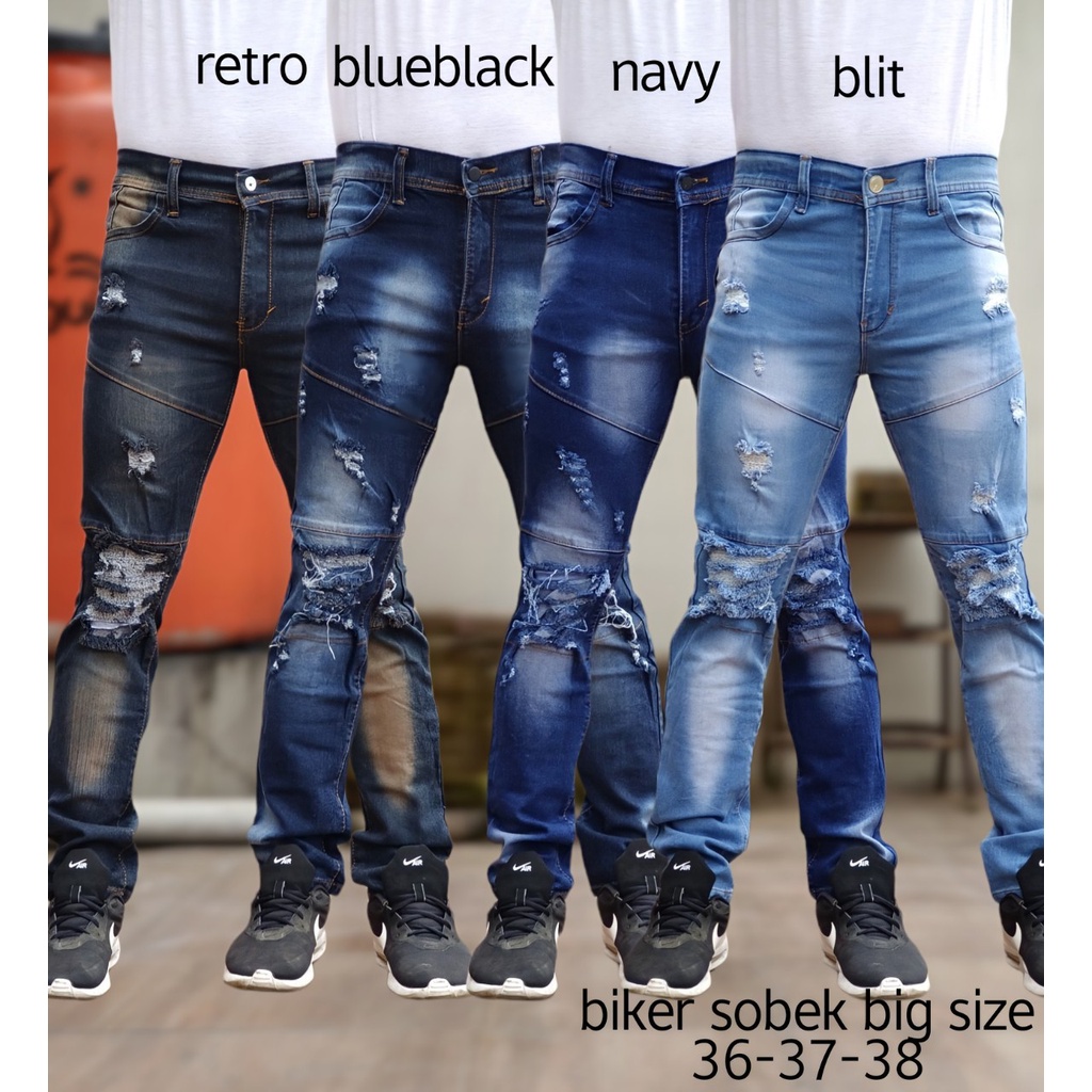 CELANA PANJANG BIKERS SOBEK PRIA/CELANA PANJANG SOBEK BIG SIZE/CELANA PANJANG JUMBO PRIA
