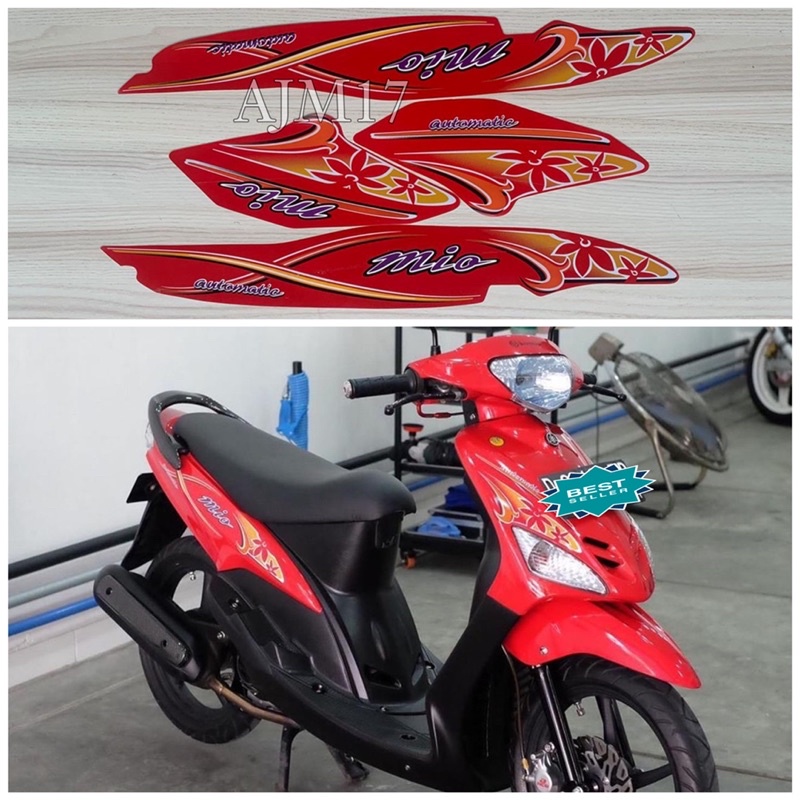 STIKER STRIPING MOTOR MIO SPORTY 2004 MERAH