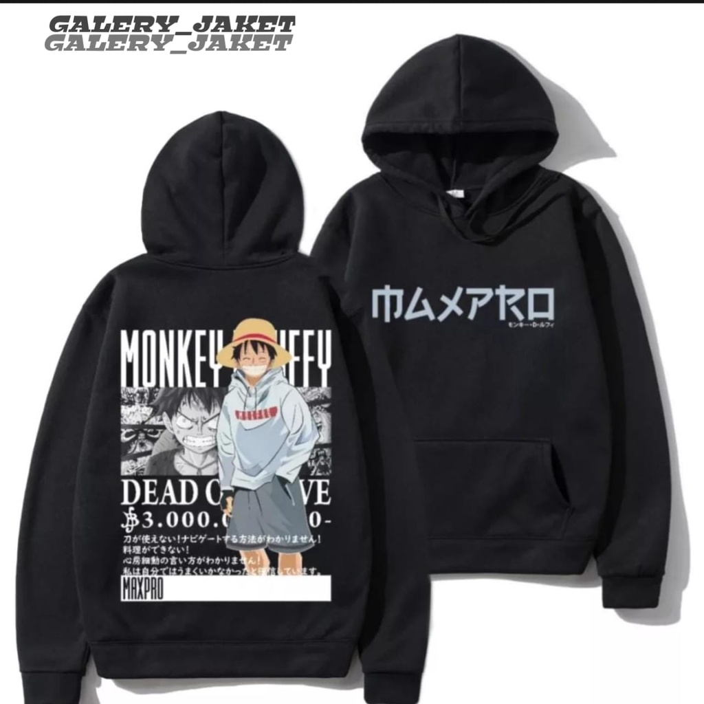 COD-Jaket Sweater Hoodie Anime One Piece Luffy / Jaket Hoodie Anime Cosplay Jepang Pria Wanita / Sweater Hoodie Anime One Piece Luffy Motip Pulprint Premium Unisex Bahan Flece Tebal