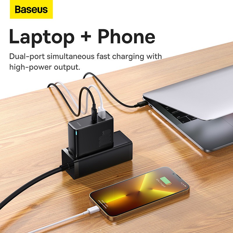 Baseus Original Charger Gan5 Pro 100W 5A Fast Charging Type C Quick Charge Adaptor Casan Laptop Tipe C