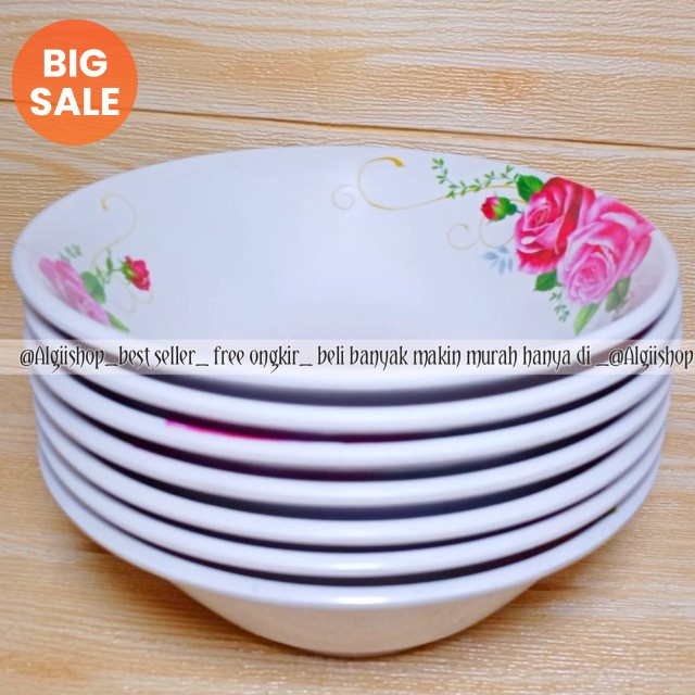 NEW promo 12pcs Mangkok Melamin 6Inch - Mangkok Motif Bunga - Mangkok Mie - Mangkok Sayur -