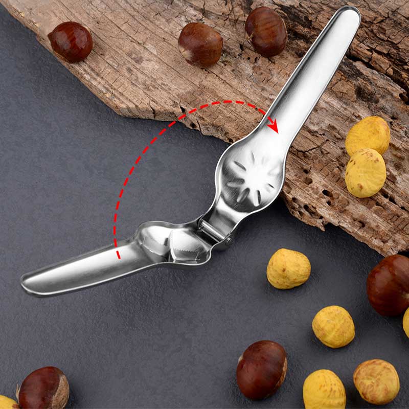 Alat Pembuka Kacang Chestnut Walnut 2 in 1 Bahan Metal Stainless Steel Untuk Dapur