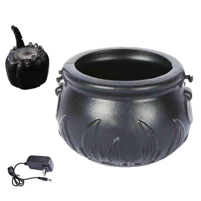 Halloween Witch Pot Kuali Mister Mist Maker Mesin Kabut Berubah Warna Dekorasi Prop Pesta