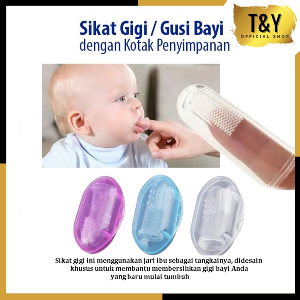 T&amp;Y Sikat gigi Bayi Finger Tooth Brush Silikon Jari Baby Newborn Lidah Gusi Silicone Food Grade Lembut