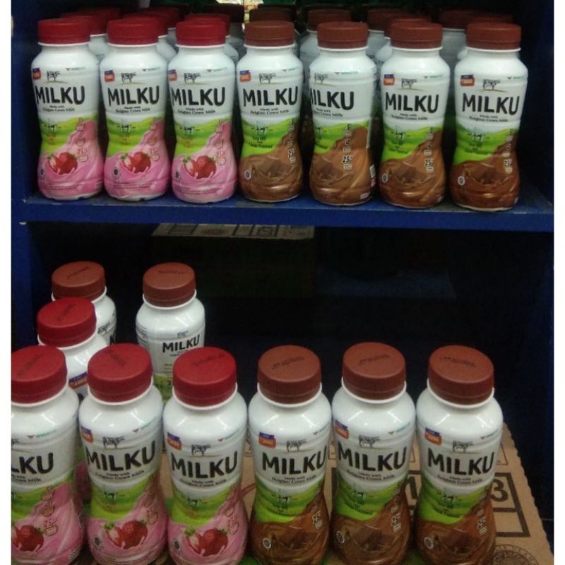 

Milku susu uht botol 250ml rasa coklat dan strawberry