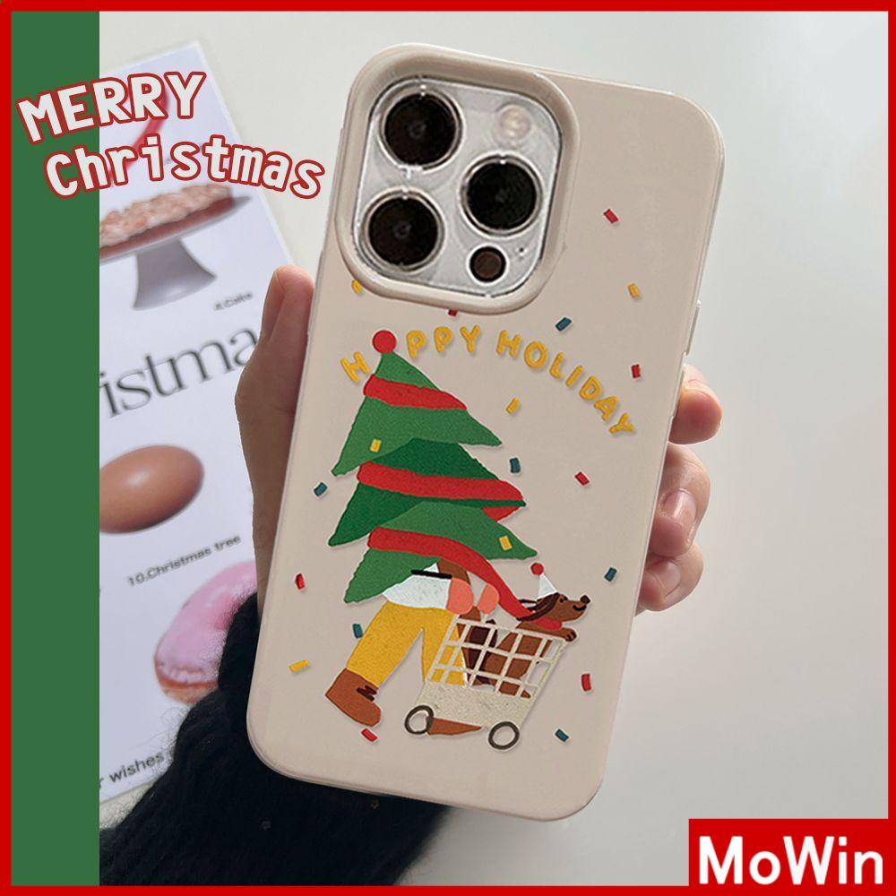 For iPhone 14 Pro Max iPhone Case Khaki Grayk TPU Soft Case Shockproof Protection Camera Merry Christmas Tree Gift Compatible For iPhone 13 Pro max 12 Pro Max 11 xr xs 7Plus 7 8