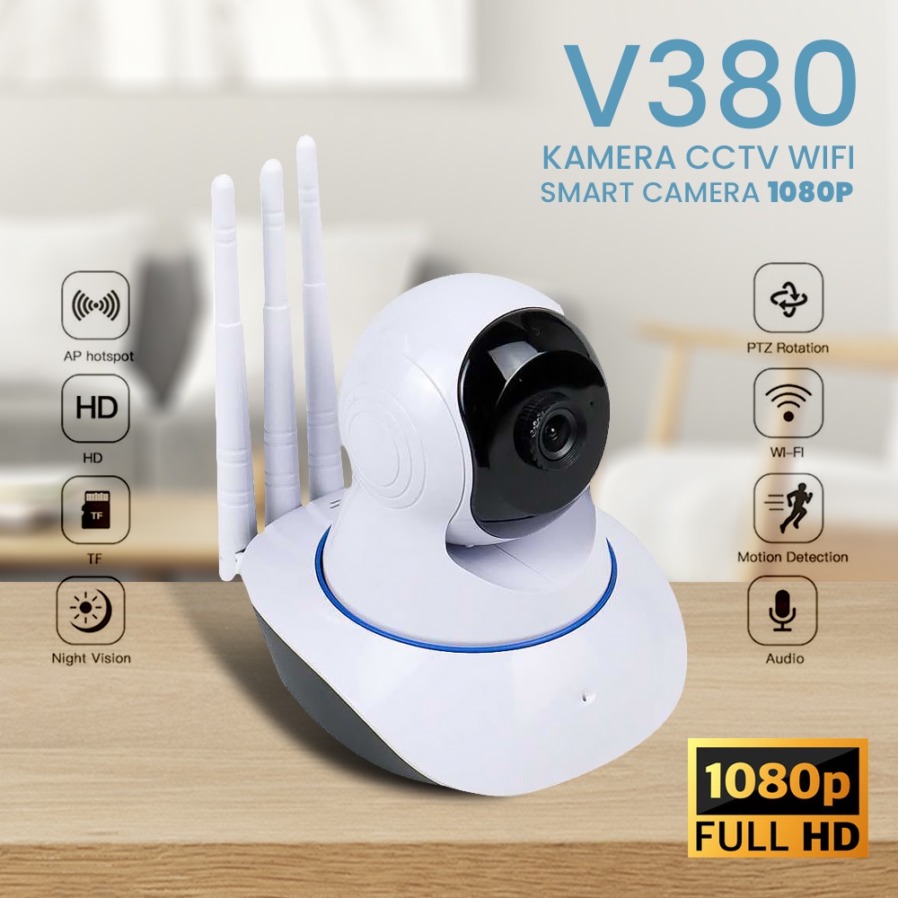 V380 Kamera CCTV WiFi PTZ Smart Camera 1080P - Q5 - White