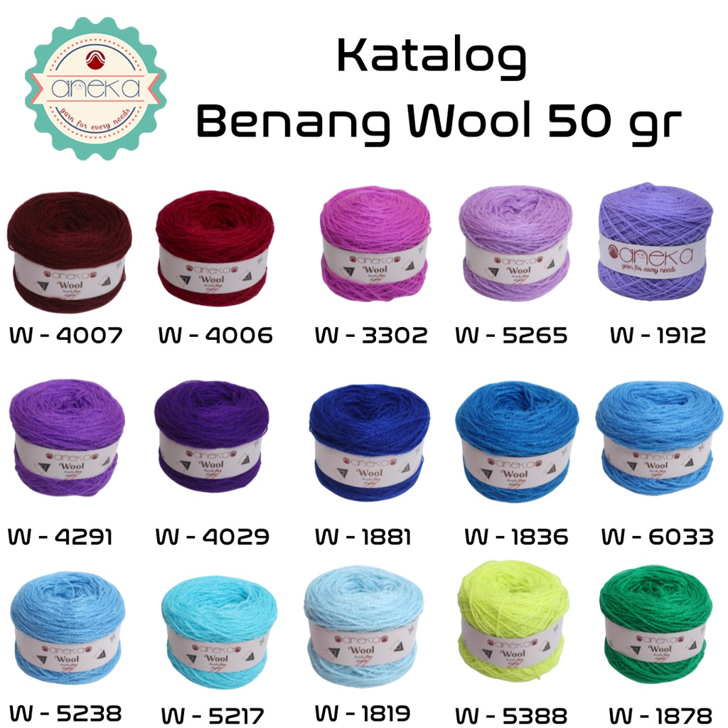 KATALOG - Benang Rajut Wool / Wol / Siet Yarn Vonel 30 dan 50 gram - PART 1