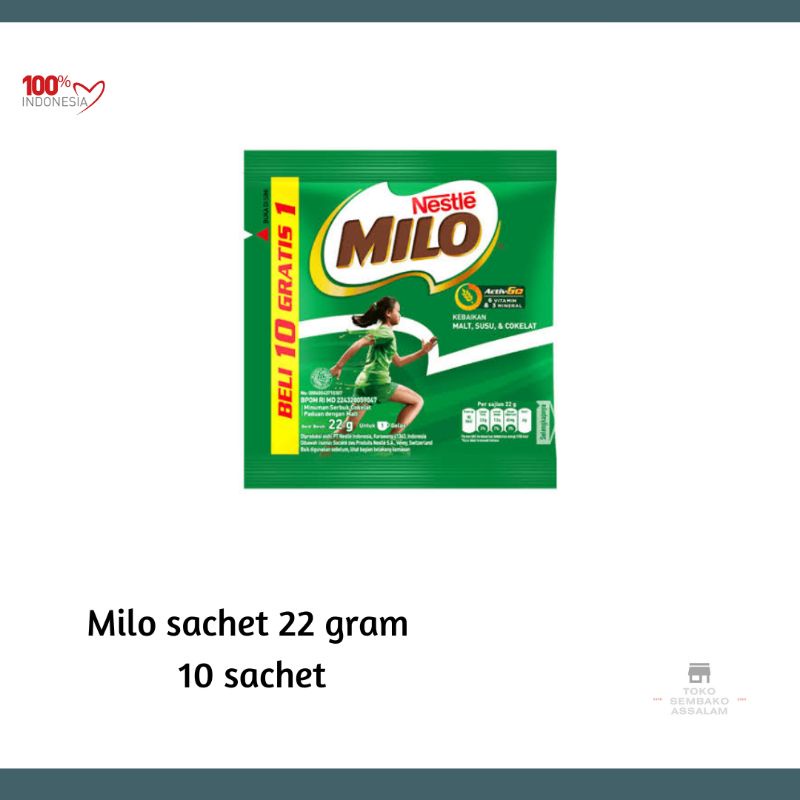 

milo sachet 22 gram isi 10 sachet / milo