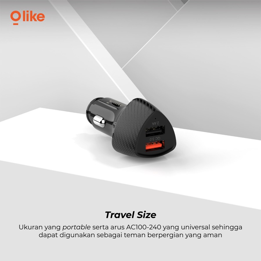 CAR CHARGER MOBIL OLIKE QUICK CHARGE 3.0 fast charging Dual USB R2