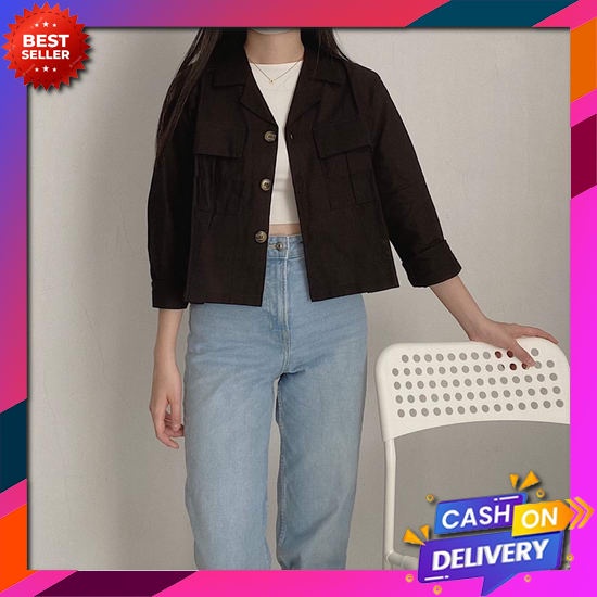 Egainajaaa - Kemeja Crop Lilac Top Womens Atasan Kemeja Kotak Lengan Pendek Style Korean Kemeja Wani