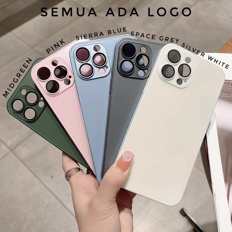 IPHONE Case Lensa silicon Shockproof Lapis Kaca Tempered Iphone11 12 11 4 Pro Max14 Plus Cover Shockproof Penutup Belakang