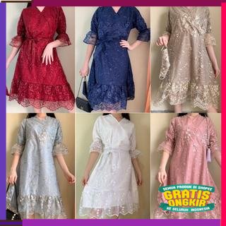 DISKON GEDE AKHIR TAHUN DRESS PESTA WANITA KONDANGAN PARTY DRESS KOREAN STYLE S111 BRUKAT BROKAT PRE