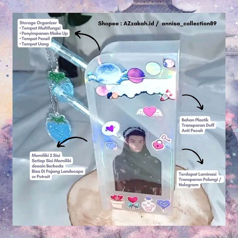 

Ready | Dekstop Pen Holder | Make Up Storage 4 Susun | Rak Bulpoin & Pensil | Merchandise Love Between Fairy And Devil