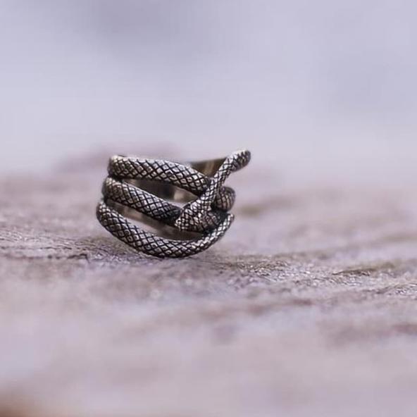 CINCIN PRIA TITANIUM ULAR SILVER PUNK TENGKORAK PERAK ORI PREMIUM C125 - 10