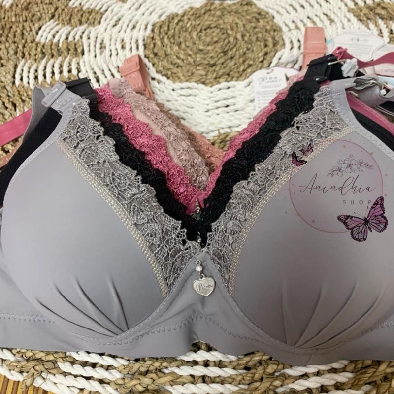 BH PIAOLI PL 56 - BH RENDA BRUKAT BUNGA - BH BUSA TANPA KAWAT - BH FASHION IMPORT