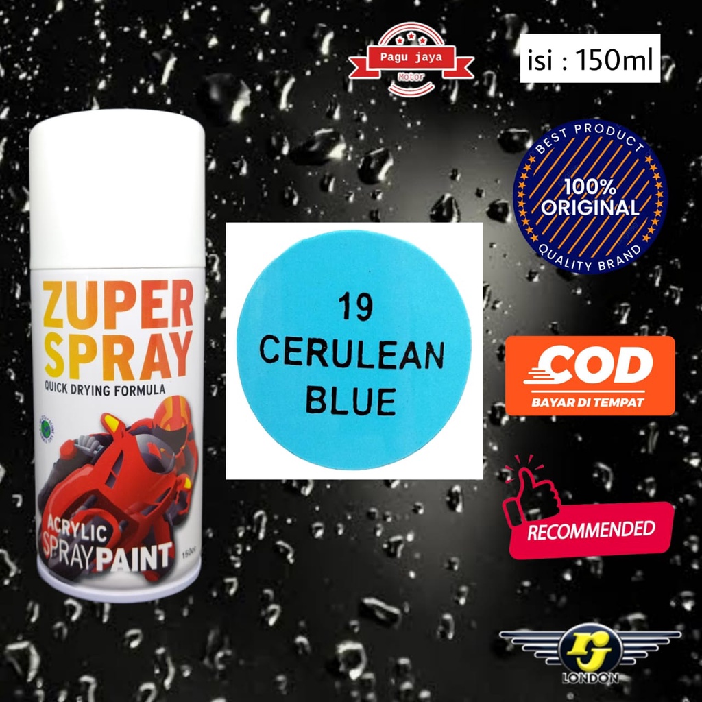 Pilox pilok warna cerulean blue/ice vanilla blue biru zuper spray 150cc cat semprot spray paint untuk motor mobil velg helm kayu besi plastik