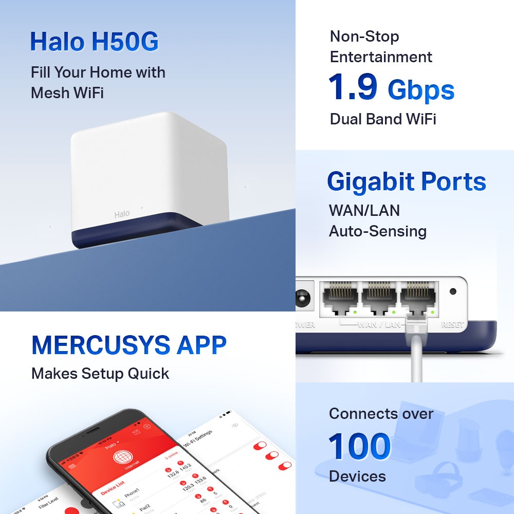 Mercusys Halo H50G AC1900 Dual Band Gigabit Whole Mesh Router H 50G