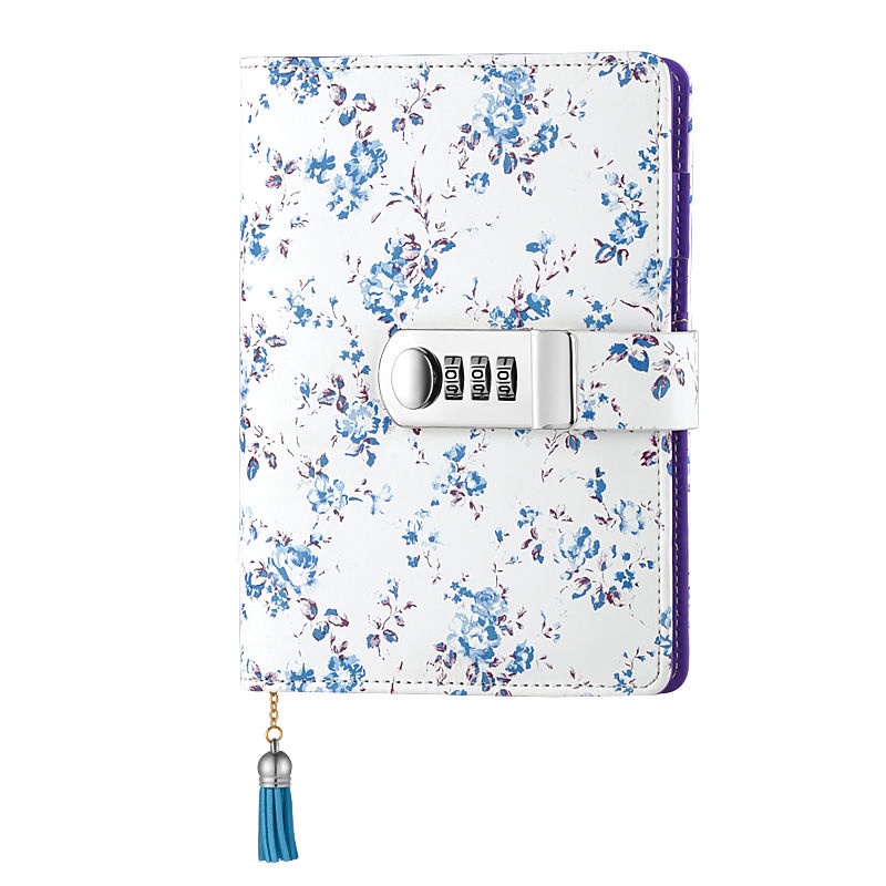 ⊕❍Sera notebook binder A6 binder diary dengan kunci kecil segar kata sandi kunci notepad halaman warna notebook