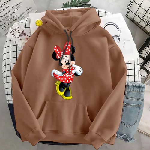 Hoodie Minnie Mouse Wanita - Jaket Hoodie Jumper - Bahan Fleece