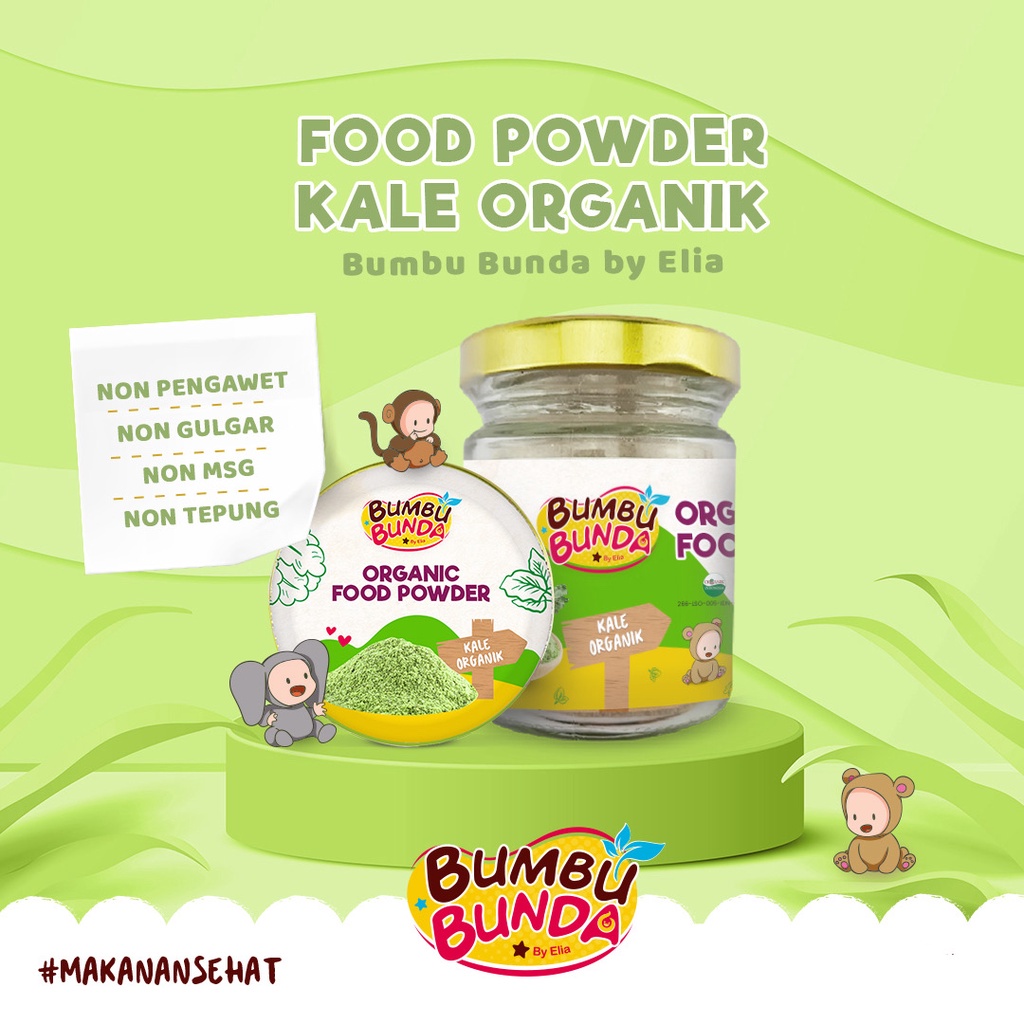 Bumbu Bunda Elia Organic Food Powder Sayuran MPASI Organik / Brokoli Organik Wortel Organik Kale Organik Bayam Merah Organik Labu Organik Jamur Tiram Organik Bayam Hijau Organik / Kaldu MPASI / Kaldu Bayi - 40g