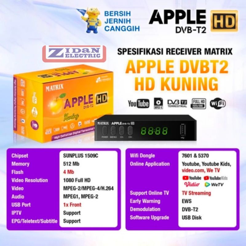 Set Top Box TV Digital DVB T2 Matrix Luby Myvo / STB Penerima Siaran TV Digital Welhome Tanaka Evercoss