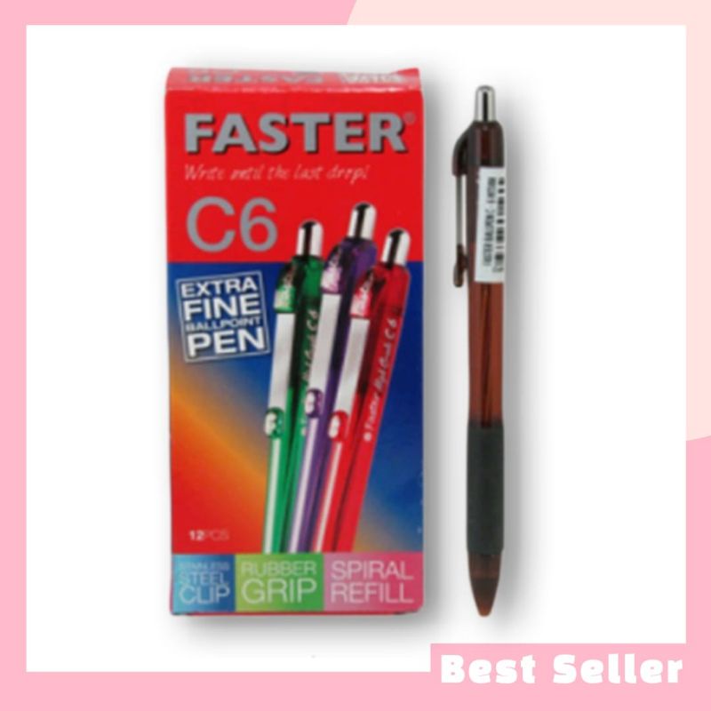 

Pulpen Faster C6 Extra Fine Tinta Hitam 1 pack isi 12 pcs