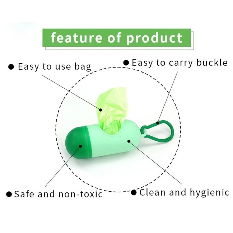 PET Portable Poop Bag Dispenser Kapsul Refill Plastik Kotoran Dog Cat