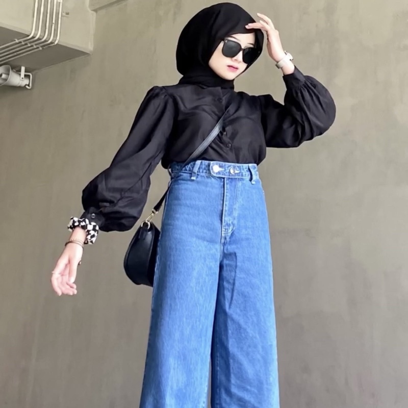 Ayana Blouse Baju Kemeja Lengan Balon Puffy Korean Style Fashion Atasan Wanita Kekinian Muslim Dinner Party Casual