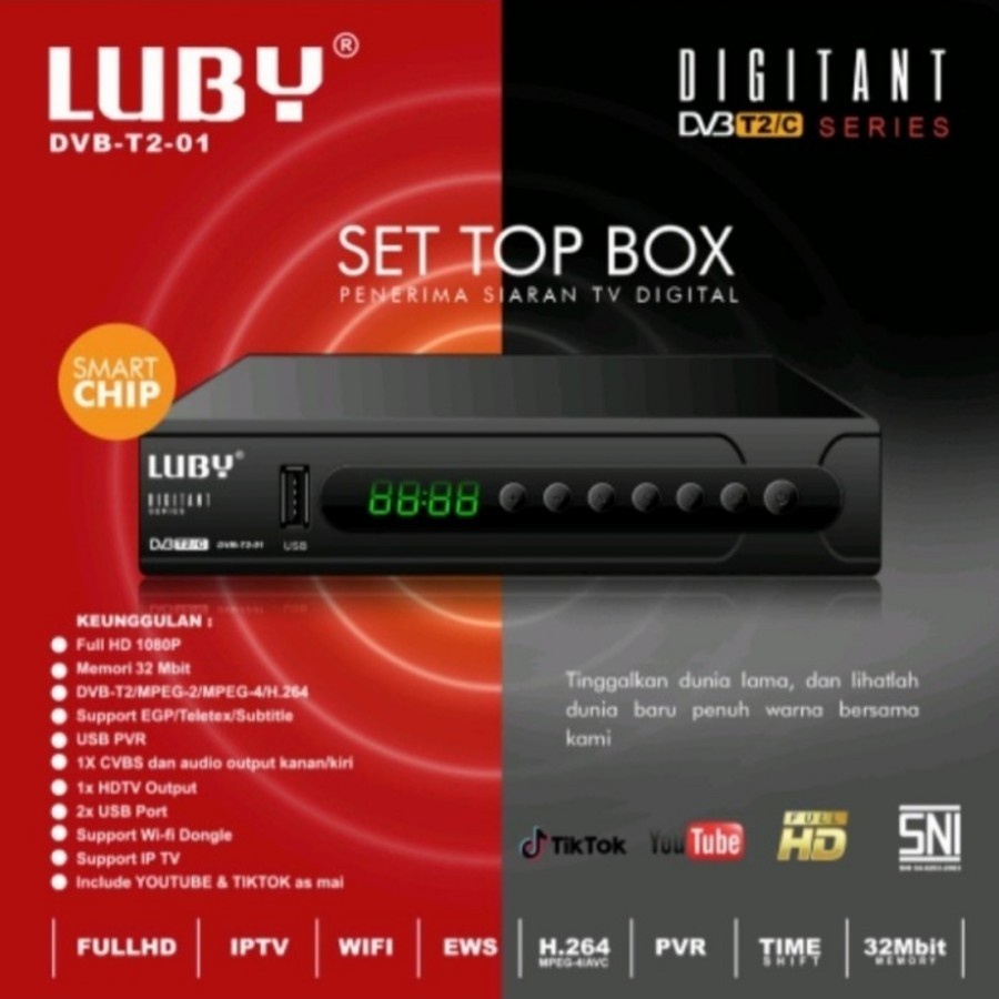 SET TOP BOX LUBY DVB-T2-01 FULL HD 1080P SNI STB TV DIGITAL RECEIVER