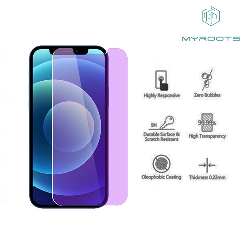 Myroots Tempered Glass Blue Light Vivo Y28s Y28 Y22 - Y19 - Y18 - Y18E - Y17 - Y16 - Y15 - Y12 Anti 