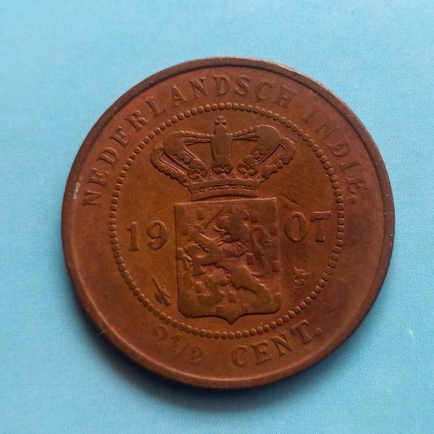 Koin Koleksi 2.5 Cent 1907 Nederlandsch Indie Langka