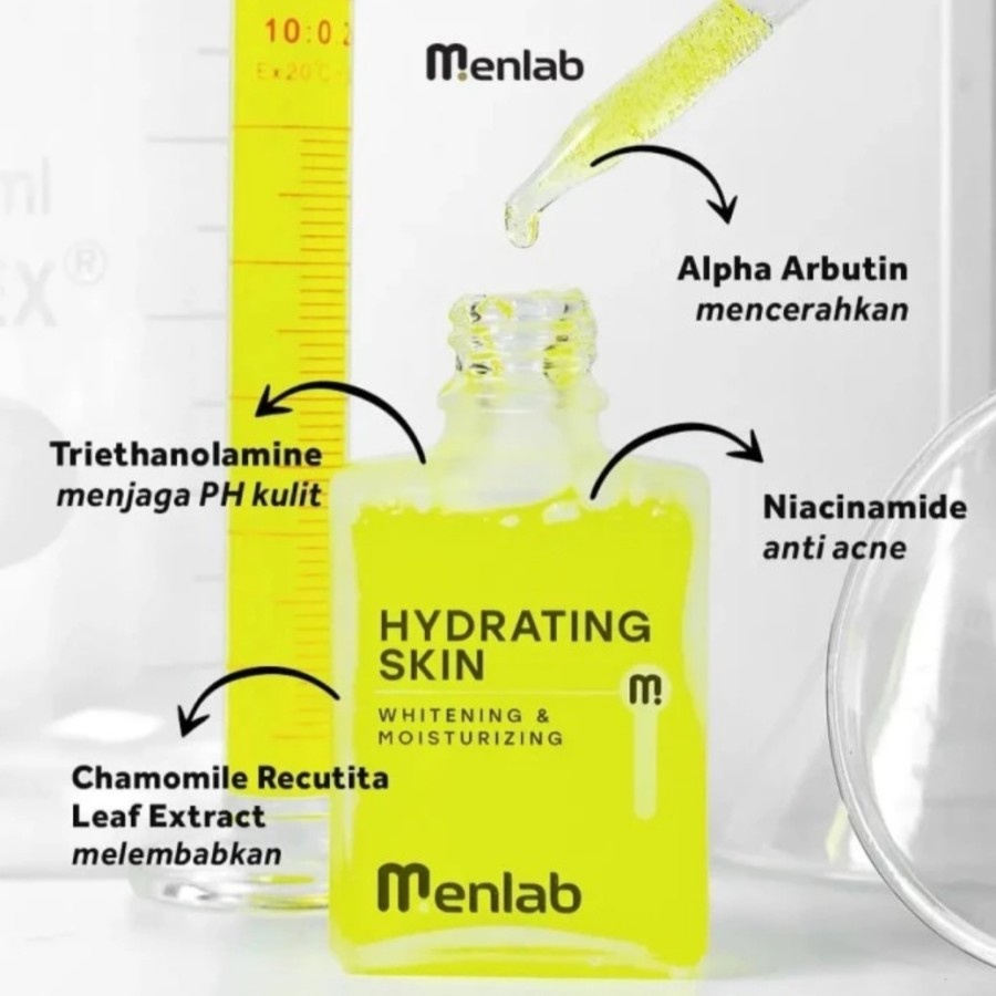 Menlab Hydrating Skin Serum Wajah Mencerahkan Dan Glowing Untuk Pria Bekas Jerawat 30Ml