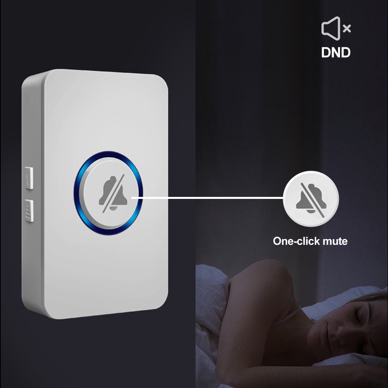 Bell Pintu Tanpa Kabel Bell Wireless Doorbell LED bel pintu 61 Lagu Berpadu cincin pintu tahan air Bel Pintu Smart