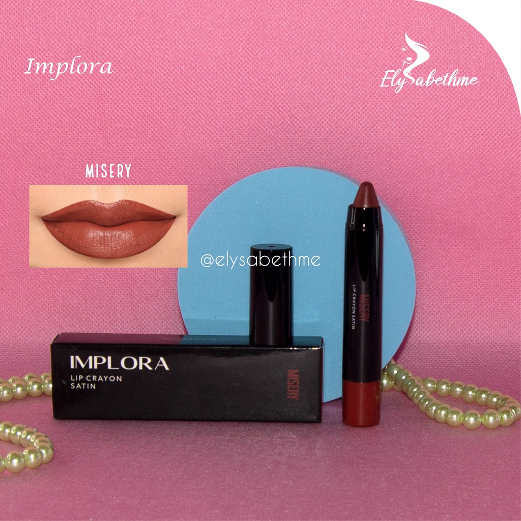 ✿ELYSABETHME✿ IMPLORA LIP crayon satin lipstick batang pelembab bibir lips bisa untuk ombre korea