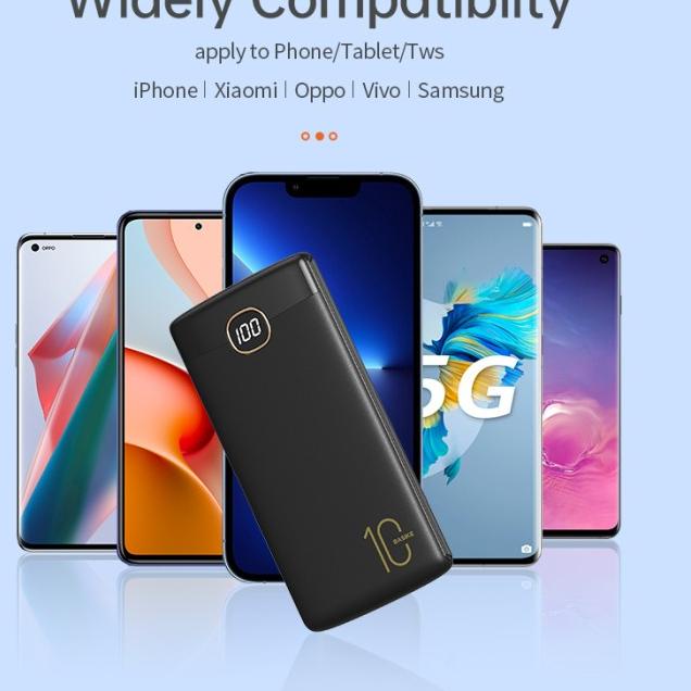 BASIKE Power Bank 20000 mAh 10000 mAh Powerbank Dual USB Murah Mini - PT122 hitam