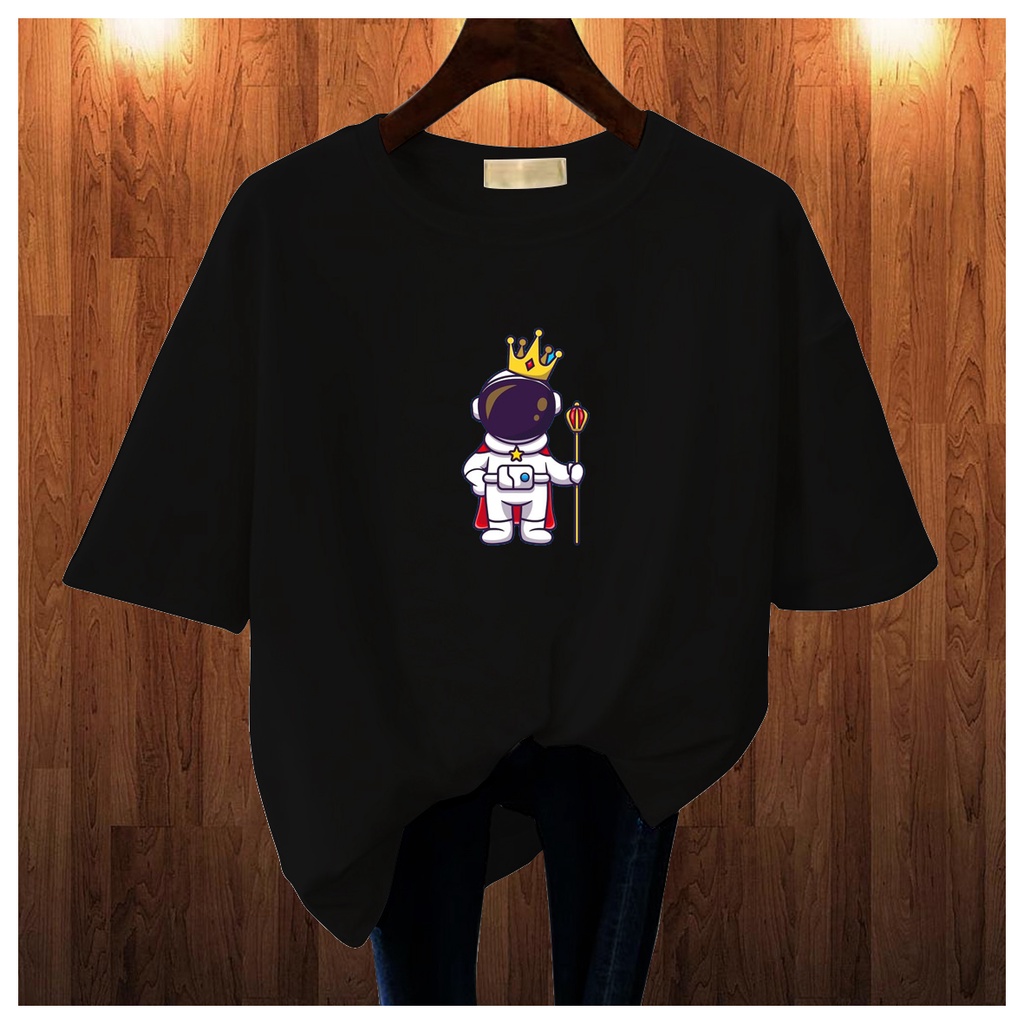 CALVIERO SHOP - BAJU KAOS ATASAN WANITA PRINT KING ASTRO LOGO GALAXY PRINT