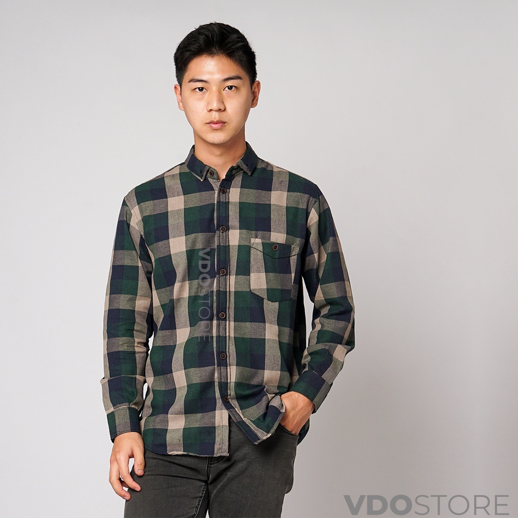 KEMEJA FLANEL PRIA JUMBO CLASSIC GREENY CREAM - XXL 3XL 4XL 5XL - KEMEJA BIG SIZE VDOSTORE LENGAN PANJANG DEWASA BAJU FLANNEL PRIA TANGAN PANJANG  LD 110 120 MOTIF KEMEJA XXL XXXL XXXXL COWOK MURAH DEWASA TEBAL OVERSIZE KUALITAS IMPORT PANEL FANEL