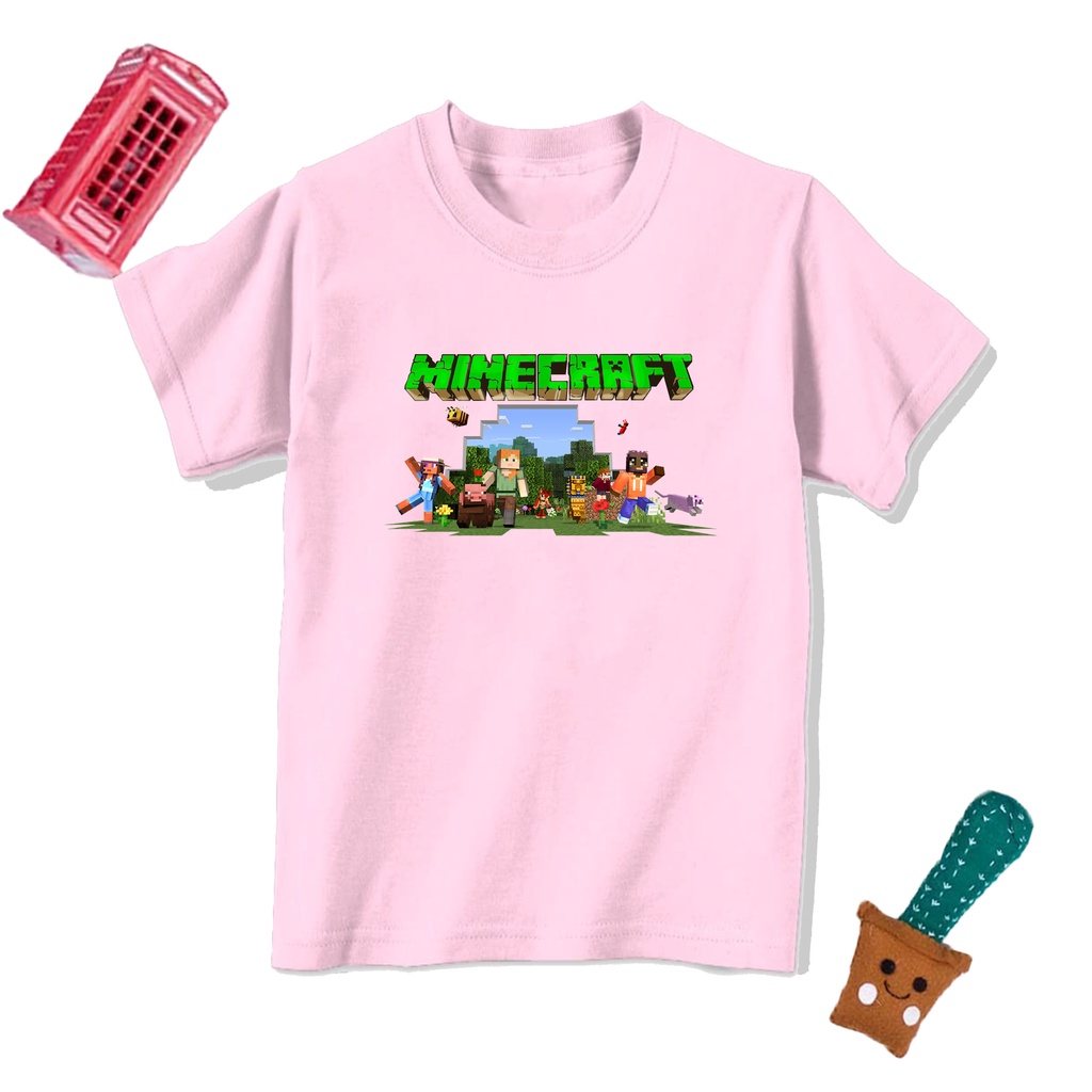 PVJ - Tshirt Anak Karakter Game Mine Craft Kaos Anak Laki laki Dan Perempuan